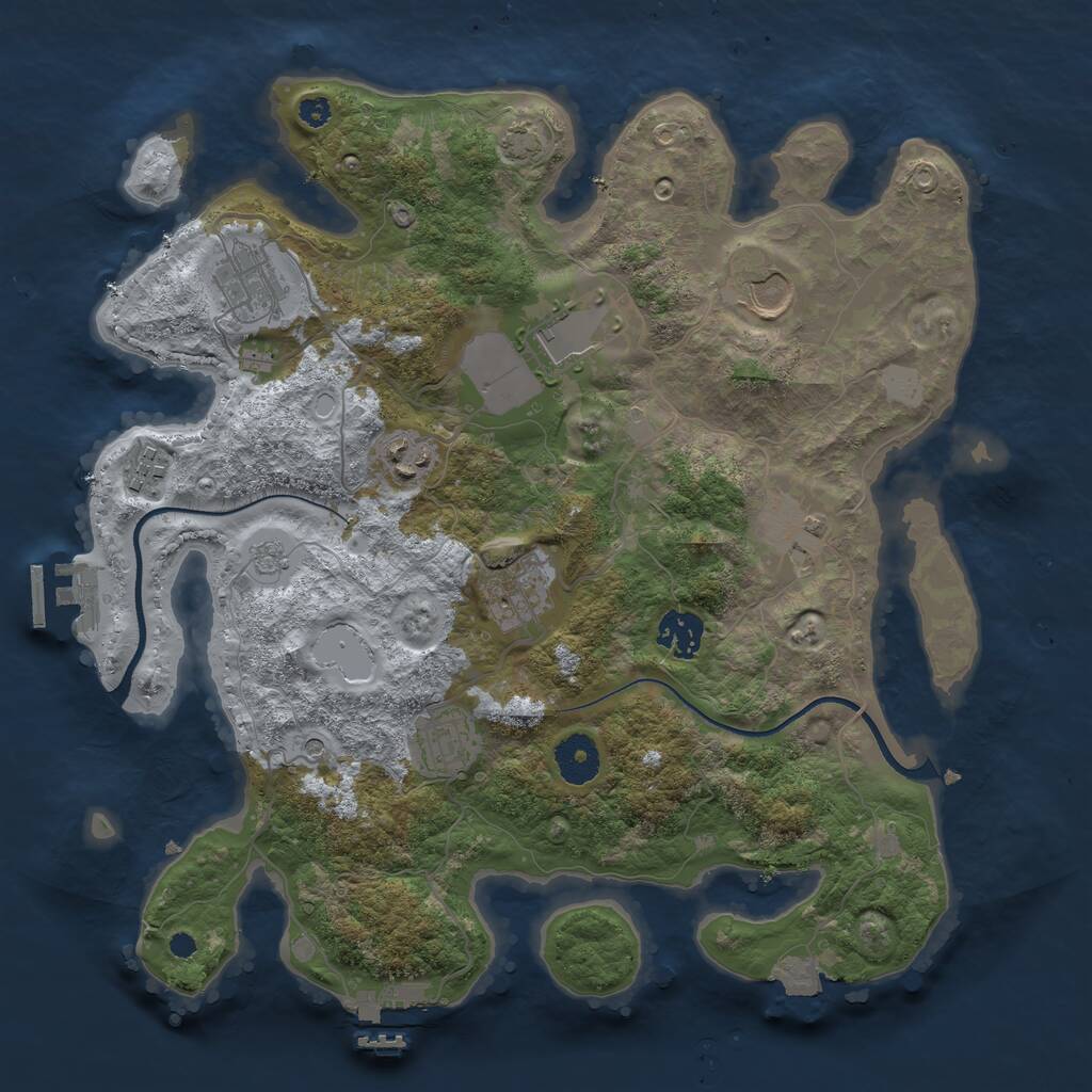 Rust Map: Procedural Map, Size: 3500, Seed: 1327446531, 15 Monuments