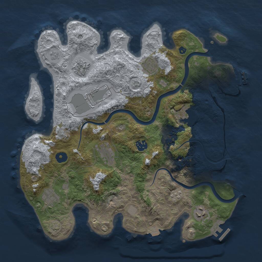 Rust Map: Procedural Map, Size: 3500, Seed: 107012483, 15 Monuments