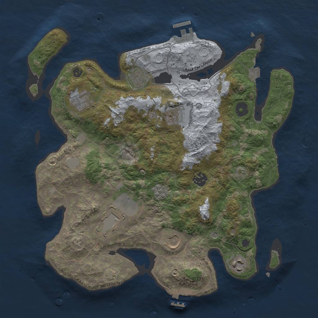 Rust Map: Procedural Map, Size: 3500, Seed: 213352827, 16 Monuments