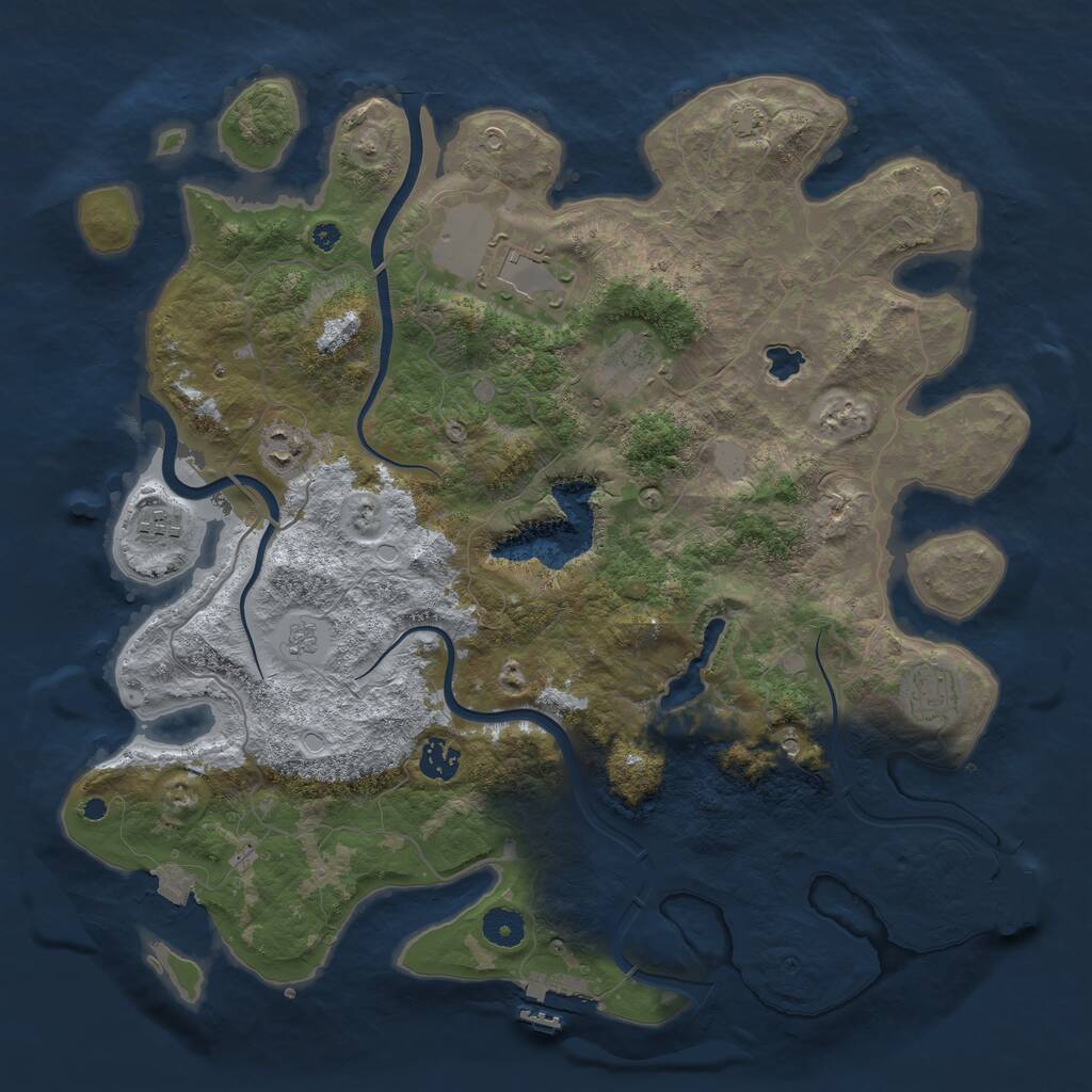 Rust Map: Procedural Map, Size: 4000, Seed: 1354726900, 12 Monuments