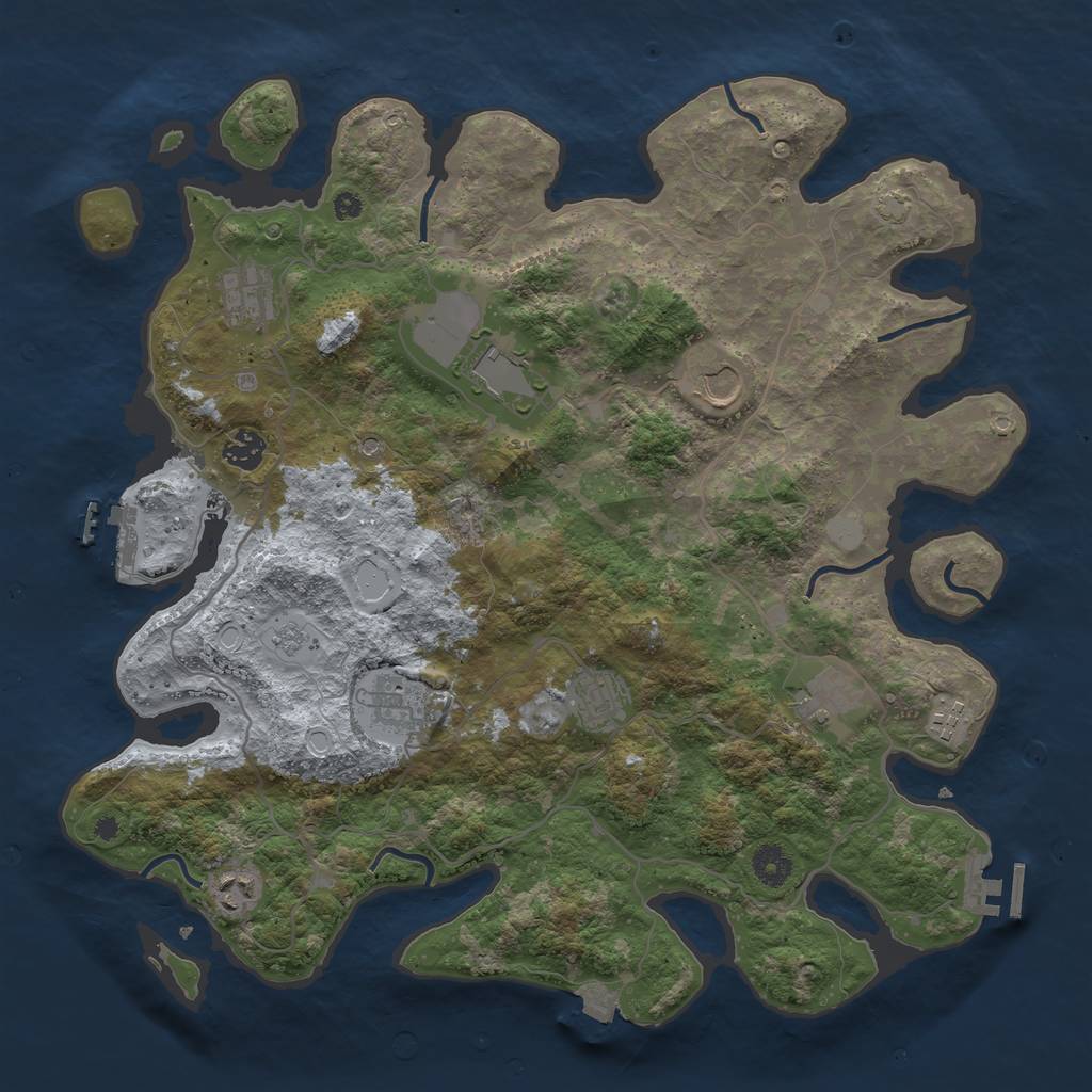 Rust Map: Procedural Map, Size: 4000, Seed: 1354726900, 17 Monuments