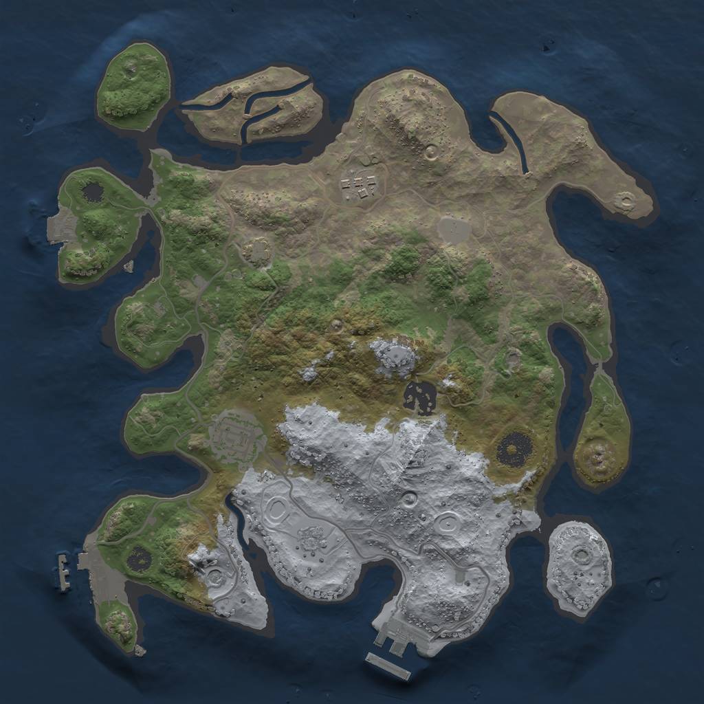 Rust Map: Procedural Map, Size: 3000, Seed: 1707, 11 Monuments