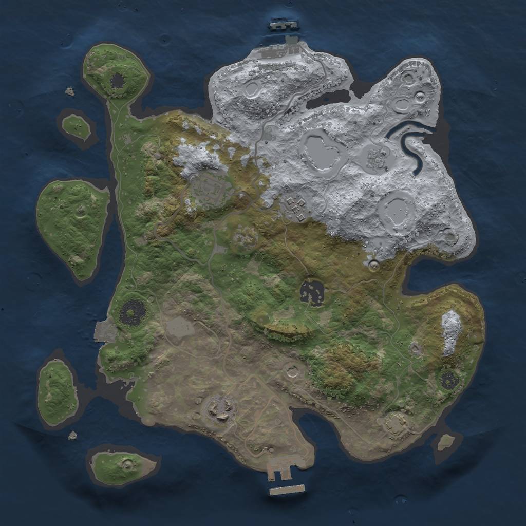 Rust Map: Procedural Map, Size: 3000, Seed: 28677, 12 Monuments