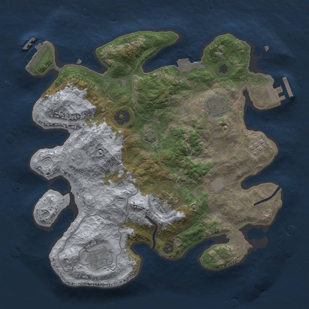 Rust Map: Procedural Map, Size: 3000, Seed: 2145764799, 12 Monuments