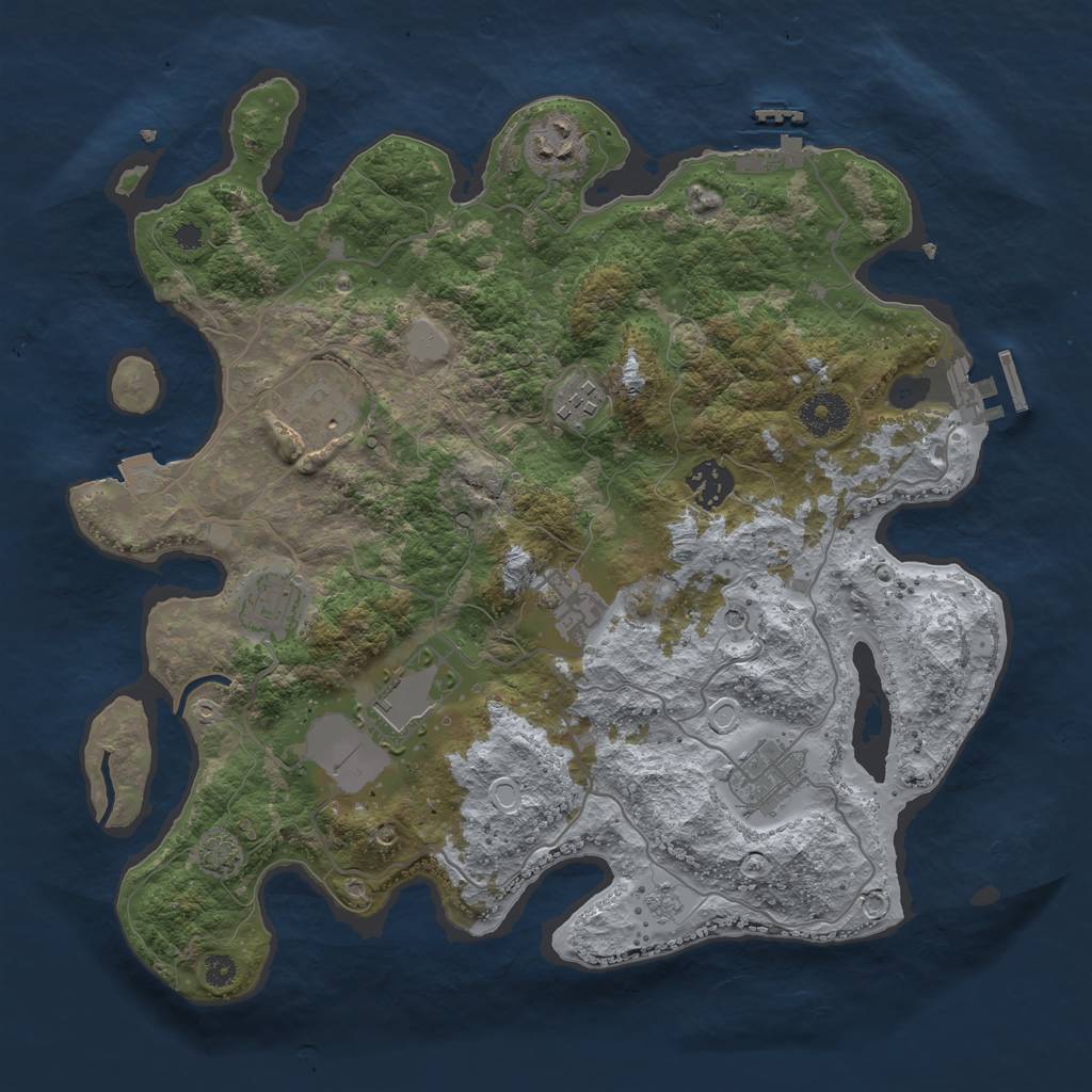 Rust Map: Procedural Map, Size: 3500, Seed: 1428496081, 16 Monuments