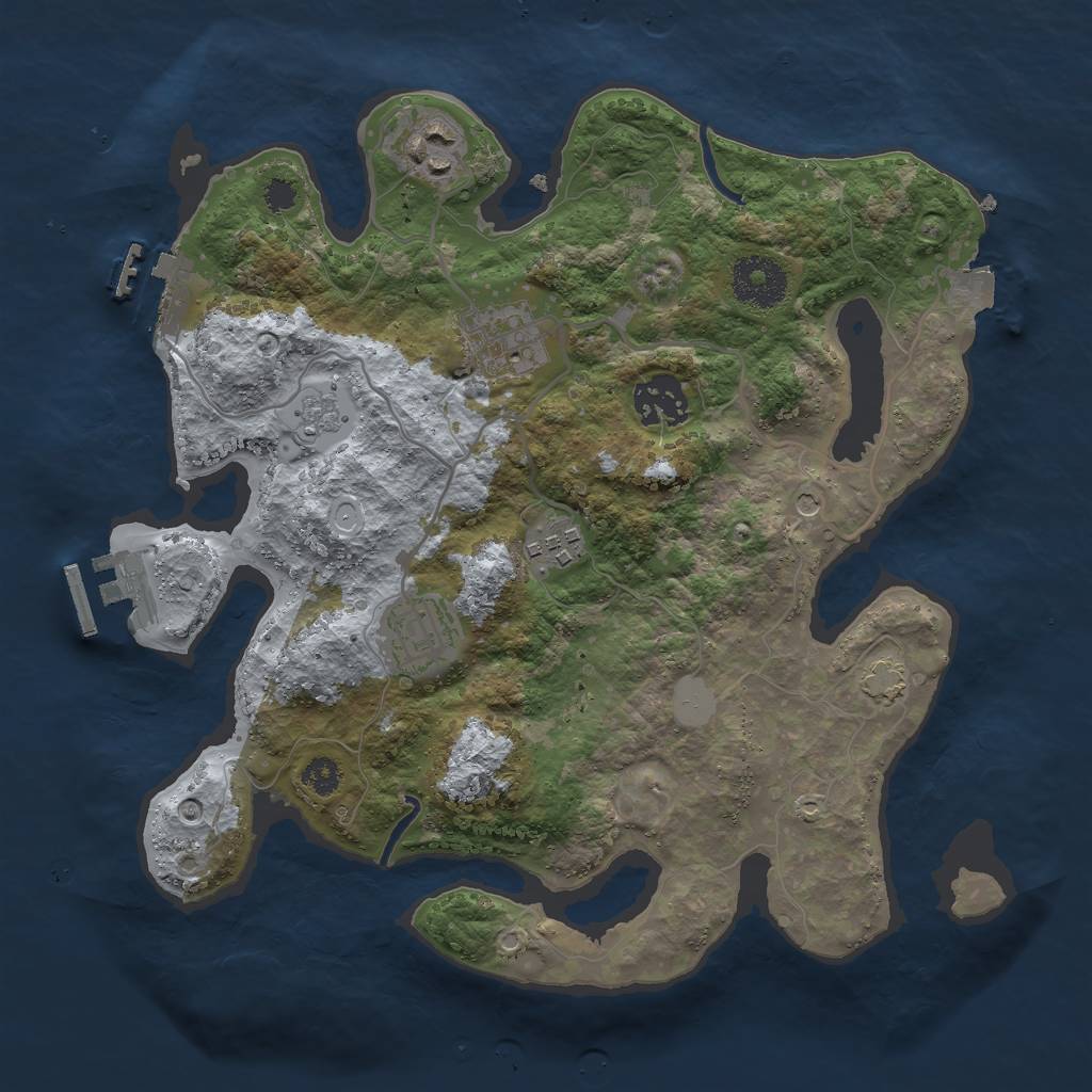 Rust Map: Procedural Map, Size: 3000, Seed: 360414347, 13 Monuments