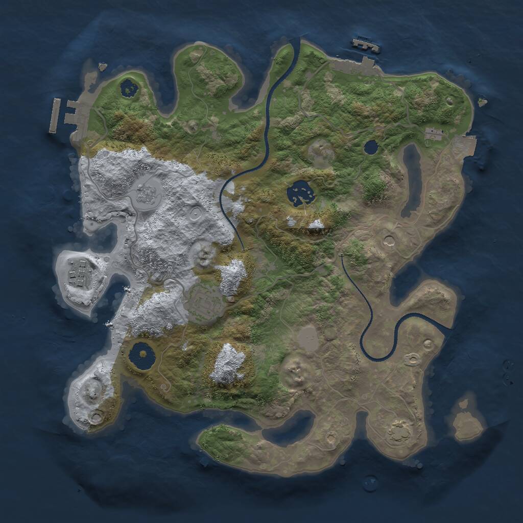 Rust Map: Procedural Map, Size: 3000, Seed: 360414347, 9 Monuments