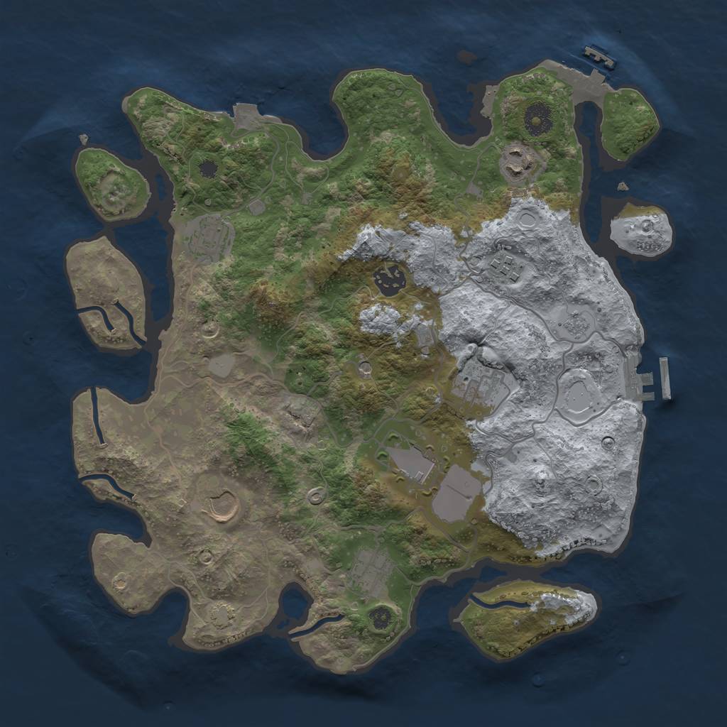 Rust Map: Procedural Map, Size: 3500, Seed: 601521, 16 Monuments