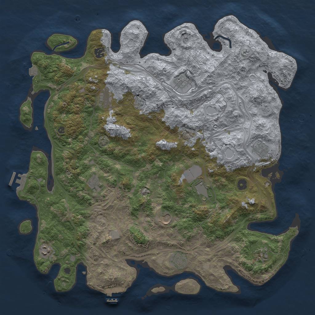 Rust Map: Procedural Map, Size: 4500, Seed: 969863008, 19 Monuments