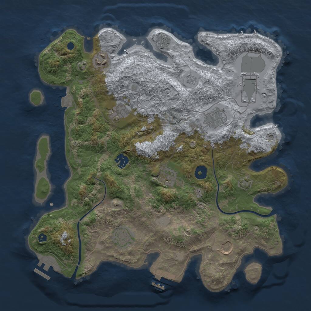 Rust Map: Procedural Map, Size: 3501, Seed: 6401, 14 Monuments
