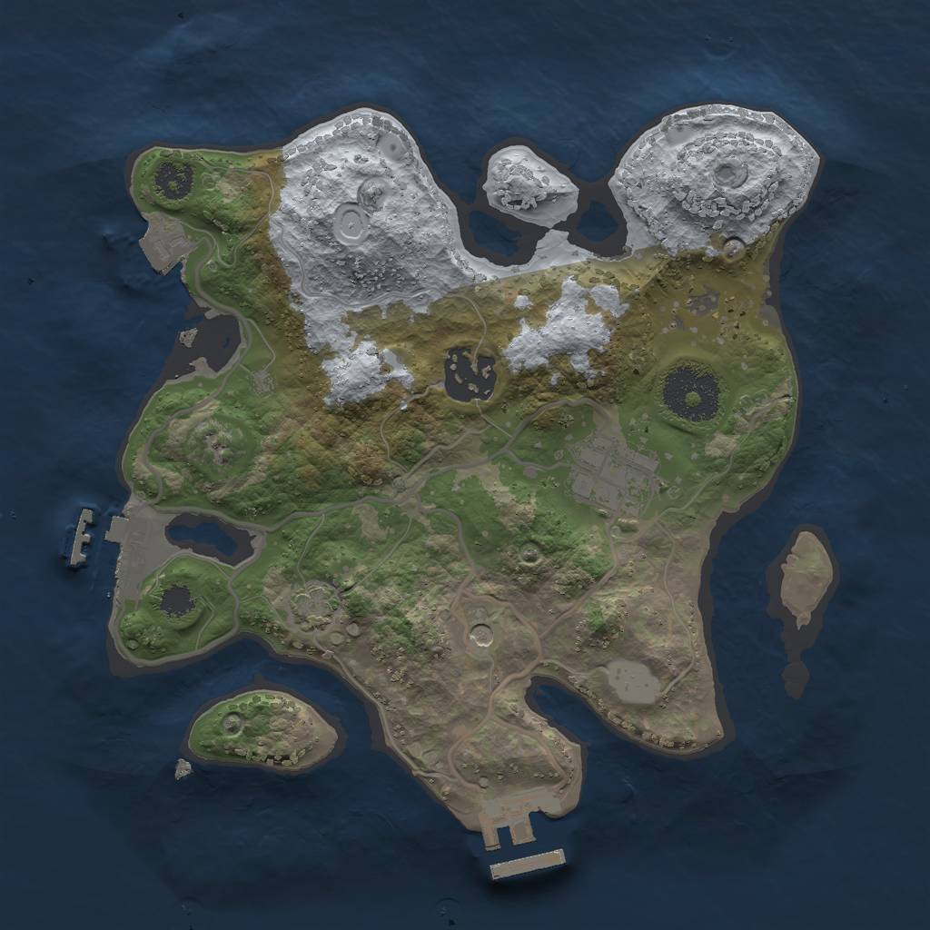 Rust Map: Procedural Map, Size: 2500, Seed: 577448153, 9 Monuments