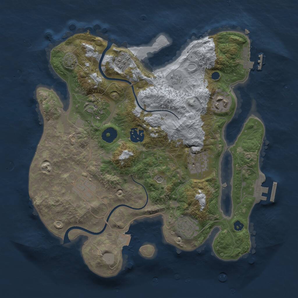 Rust Map: Procedural Map, Size: 3000, Seed: 412377839, 13 Monuments