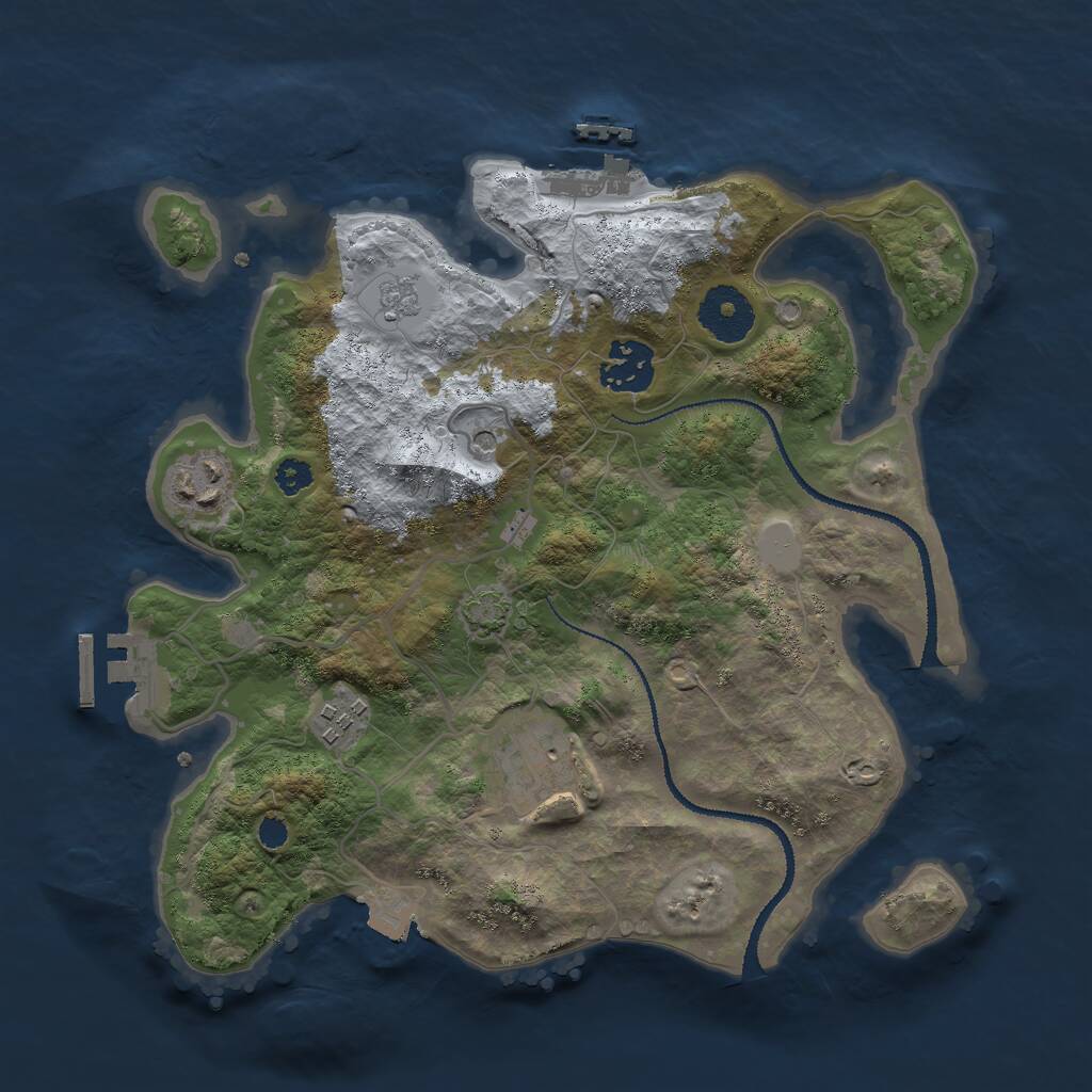 Rust Map: Procedural Map, Size: 3000, Seed: 523061812, 10 Monuments