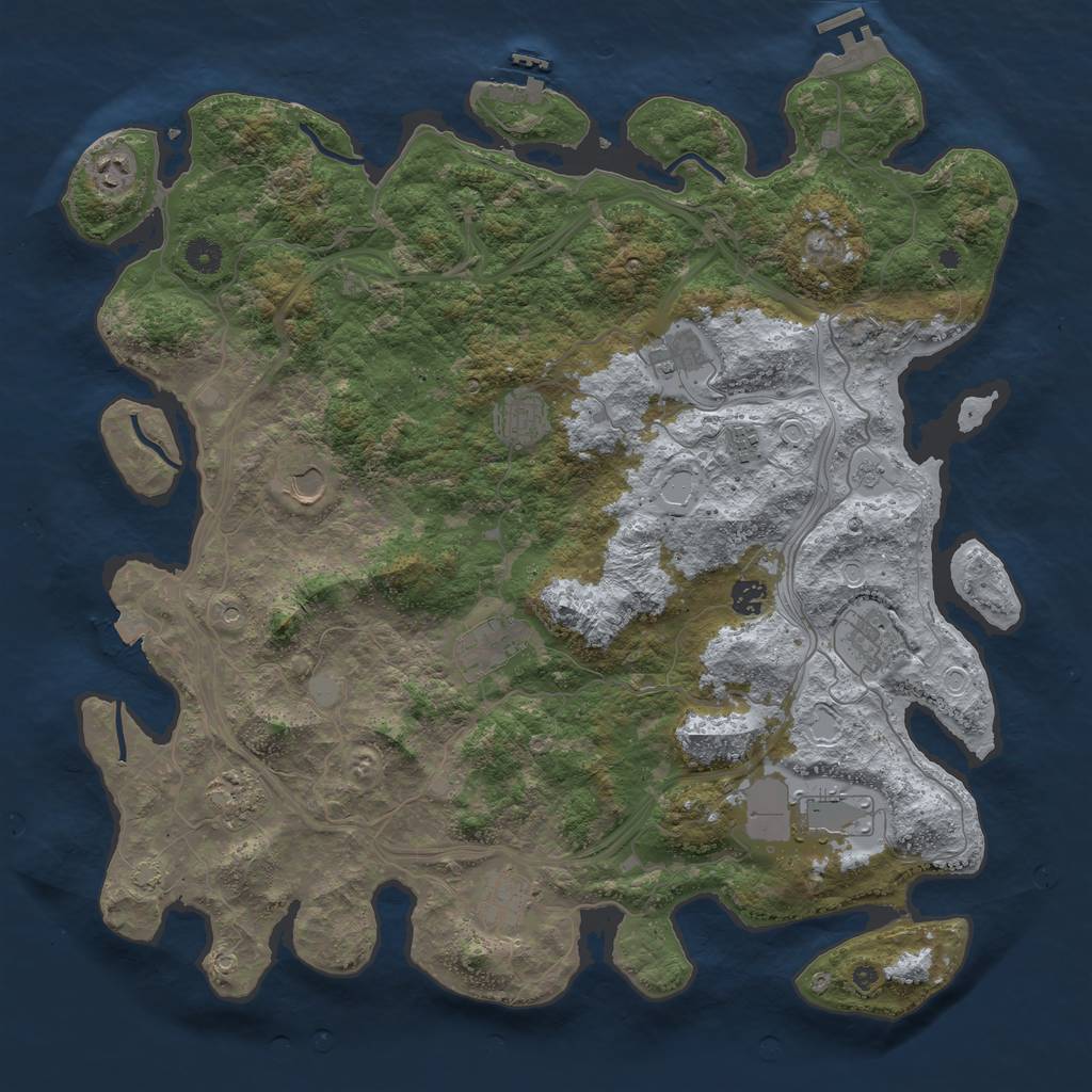 Rust Map: Procedural Map, Size: 4500, Seed: 197243569, 19 Monuments