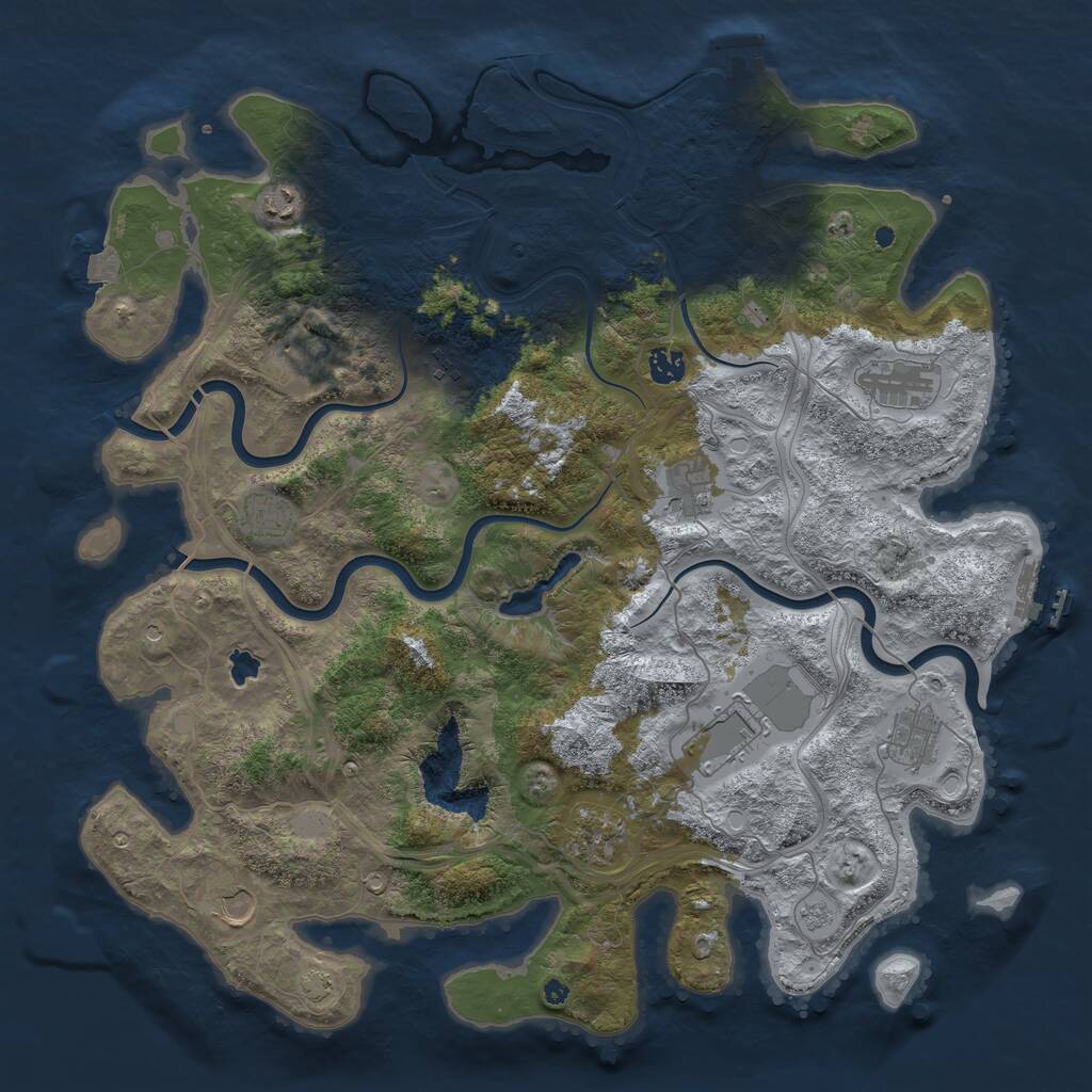 Rust Map: Procedural Map, Size: 4395, Seed: 6973594, 17 Monuments