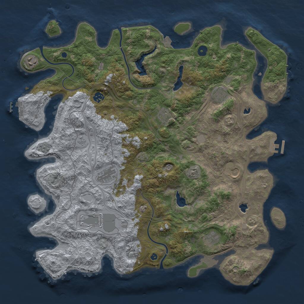 Rust Map: Procedural Map, Size: 4500, Seed: 529552889, 16 Monuments