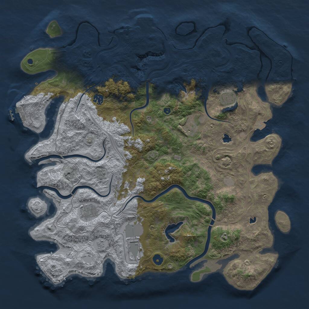 Rust Map: Procedural Map, Size: 4500, Seed: 529552889, 12 Monuments