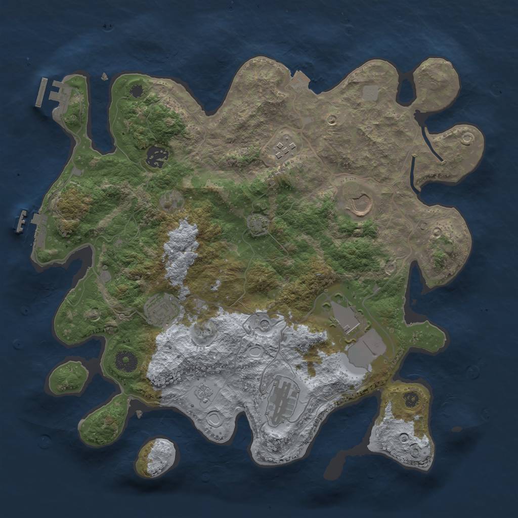Rust Map: Procedural Map, Size: 3500, Seed: 854889, 14 Monuments