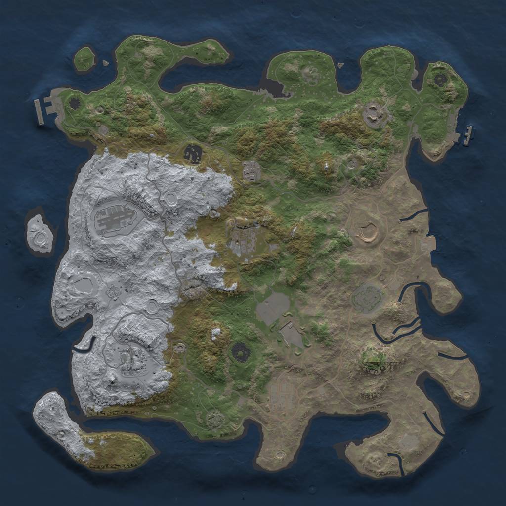 Rust Map: Procedural Map, Size: 4000, Seed: 136916994, 18 Monuments