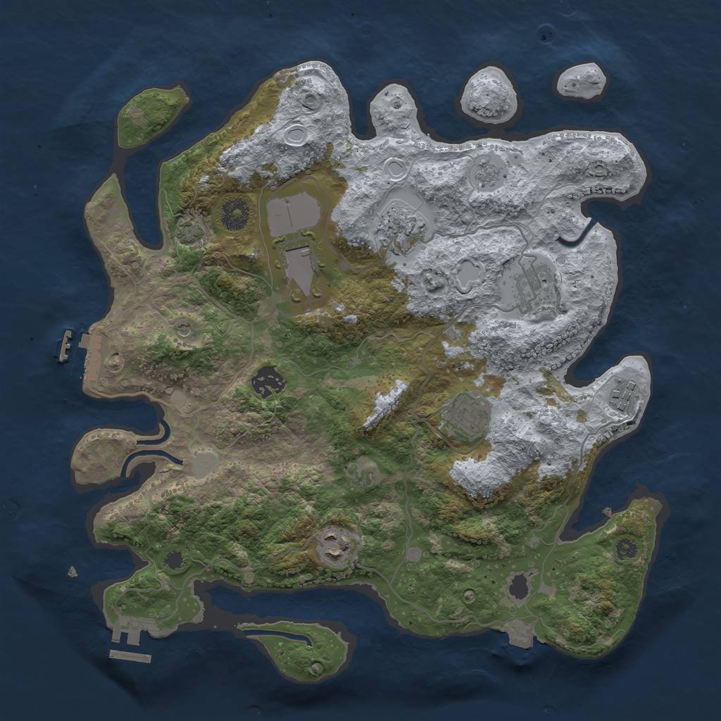 Rust Map: Procedural Map, Size: 3500, Seed: 805286027, 15 Monuments