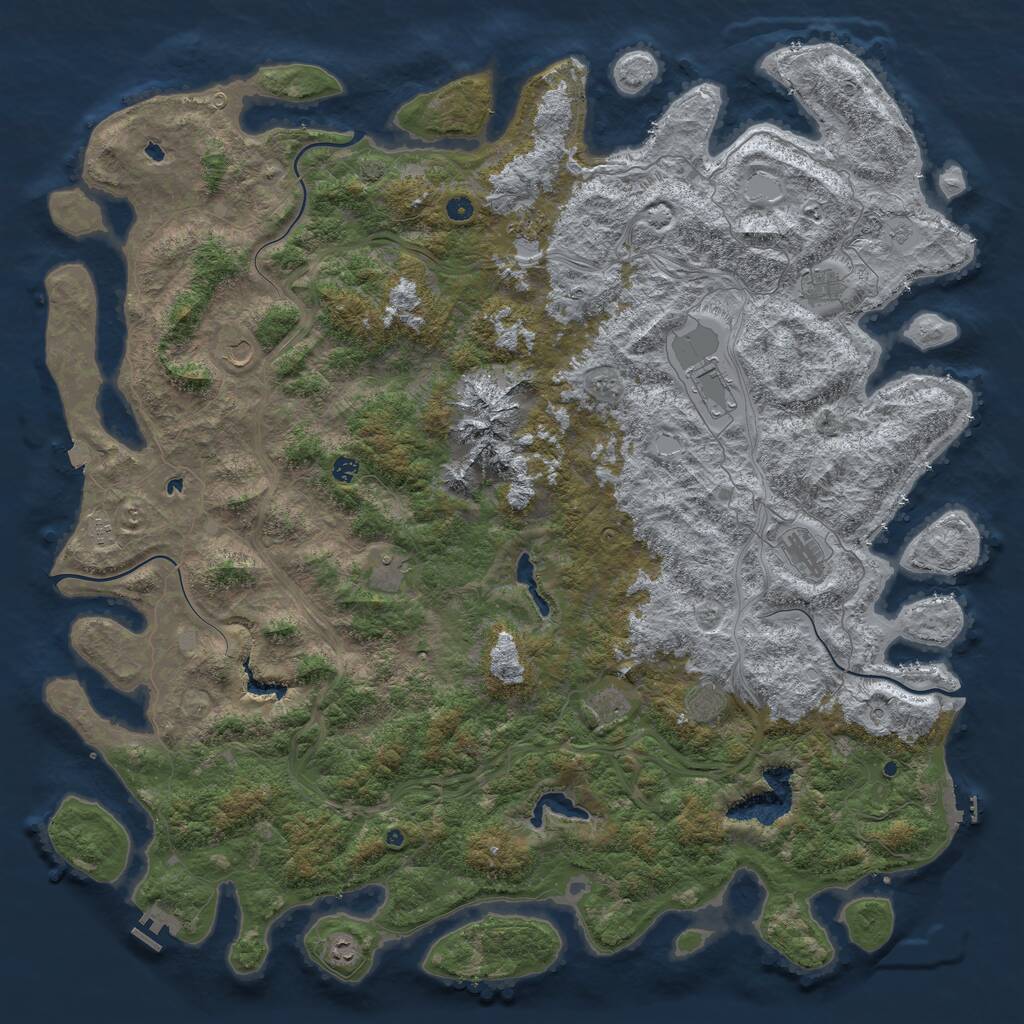 Rust Map: Procedural Map, Size: 6000, Seed: 65425, 17 Monuments