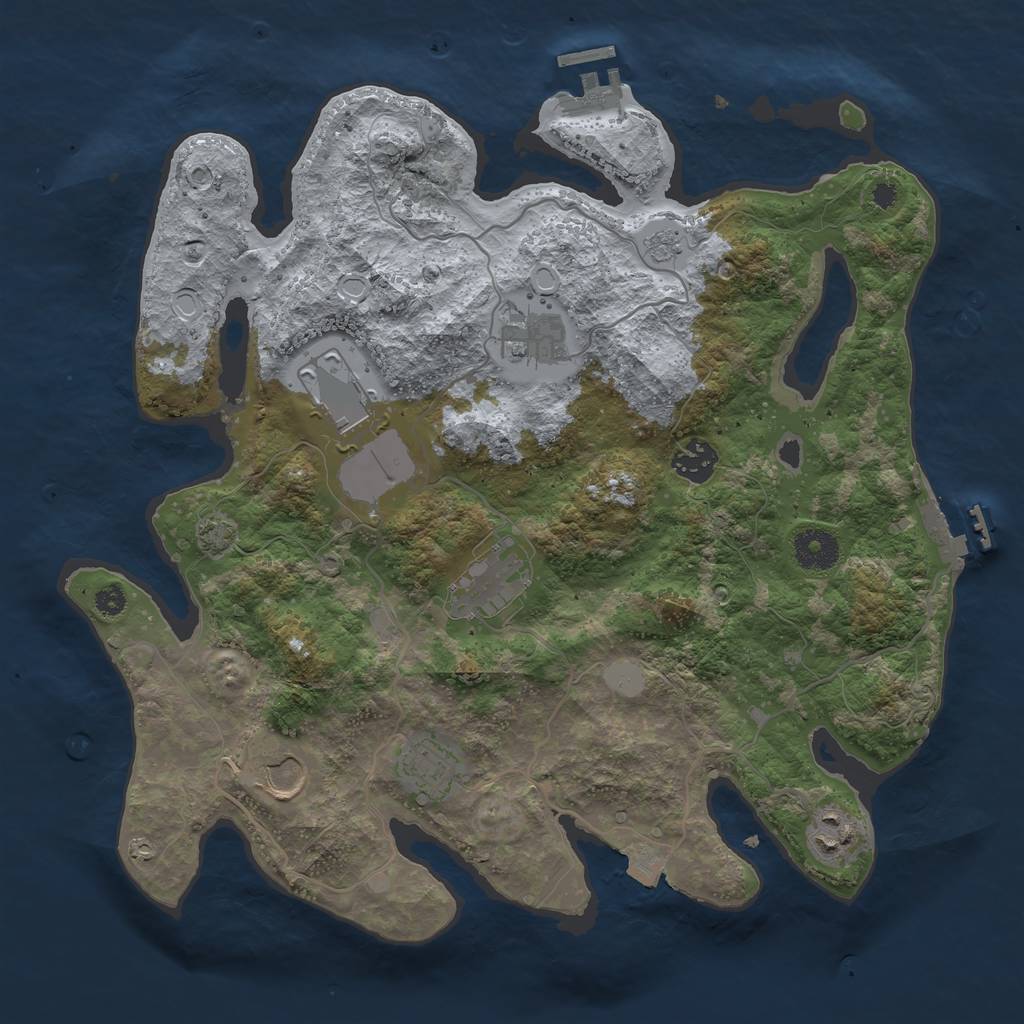 Rust Map: Procedural Map, Size: 3550, Seed: 1296809760, 14 Monuments