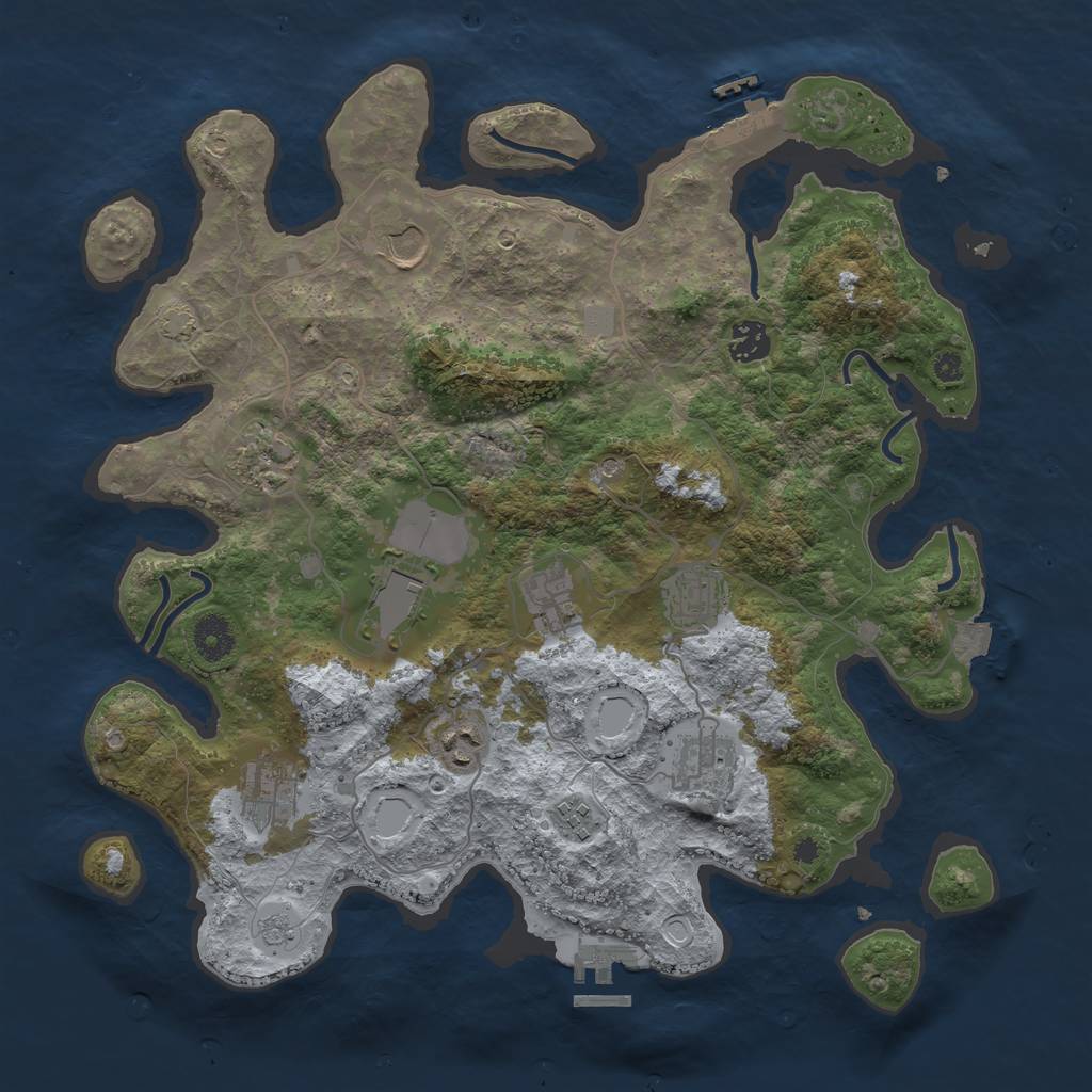 Rust Map: Procedural Map, Size: 3800, Seed: 37607301, 18 Monuments