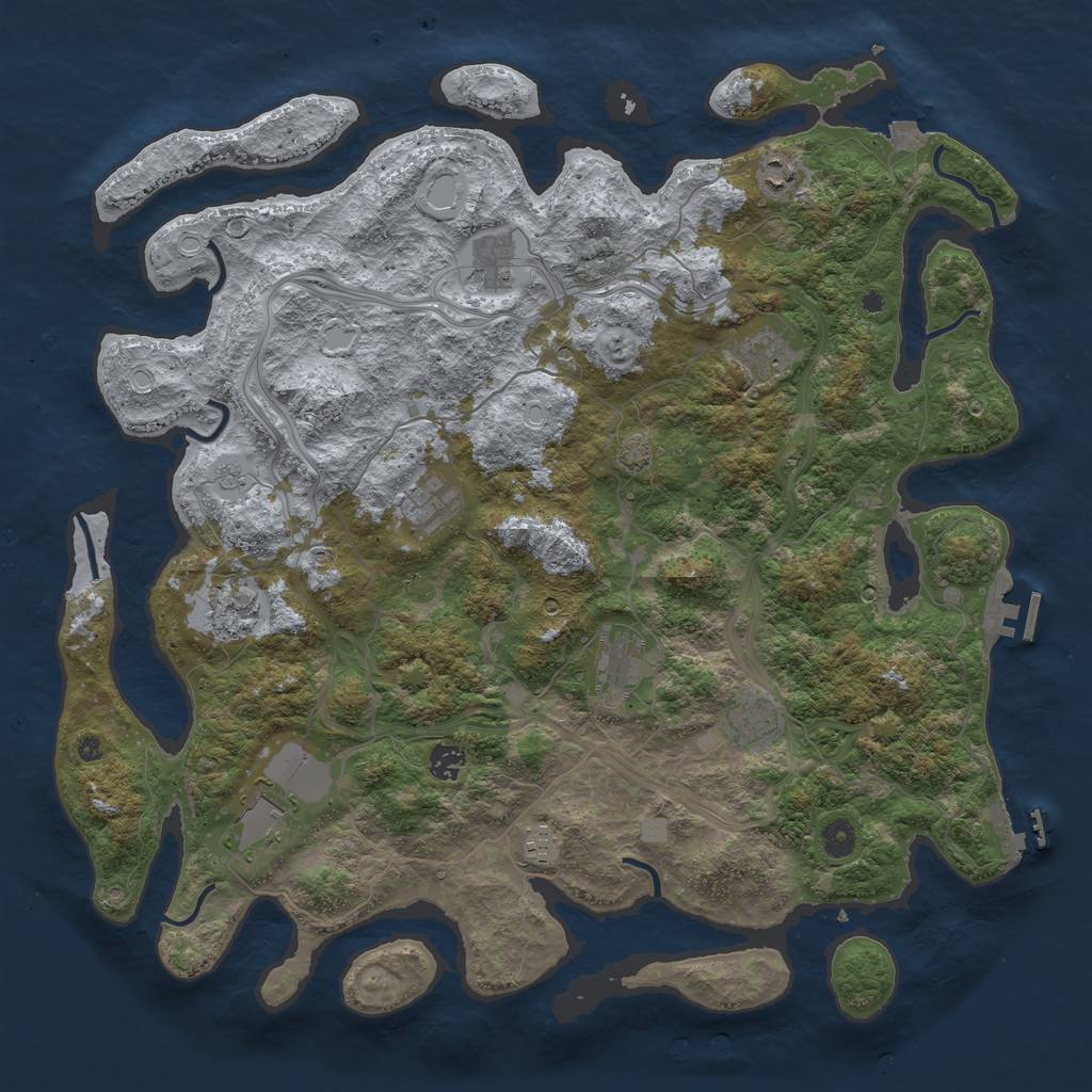 Rust Map: Procedural Map, Size: 4500, Seed: 80124, 18 Monuments