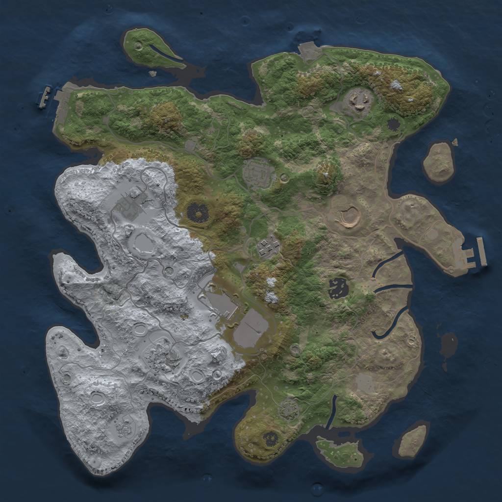 Rust Map: Procedural Map, Size: 3500, Seed: 632663253, 16 Monuments