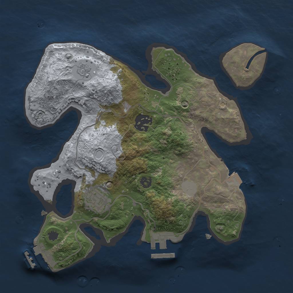 Rust Map: Procedural Map, Size: 2500, Seed: 110360860, 8 Monuments