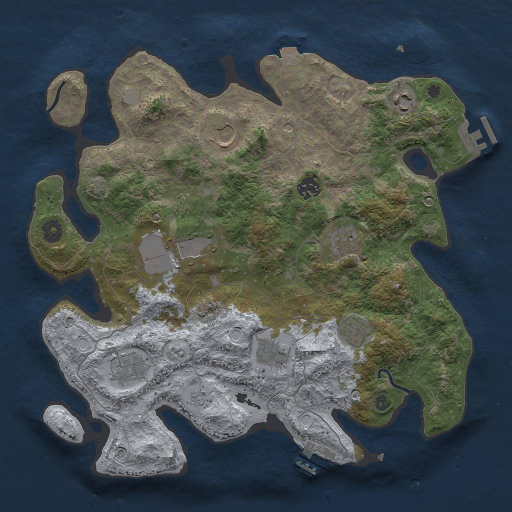 Rust Map: Procedural Map, Size: 3500, Seed: 1096949190, 16 Monuments