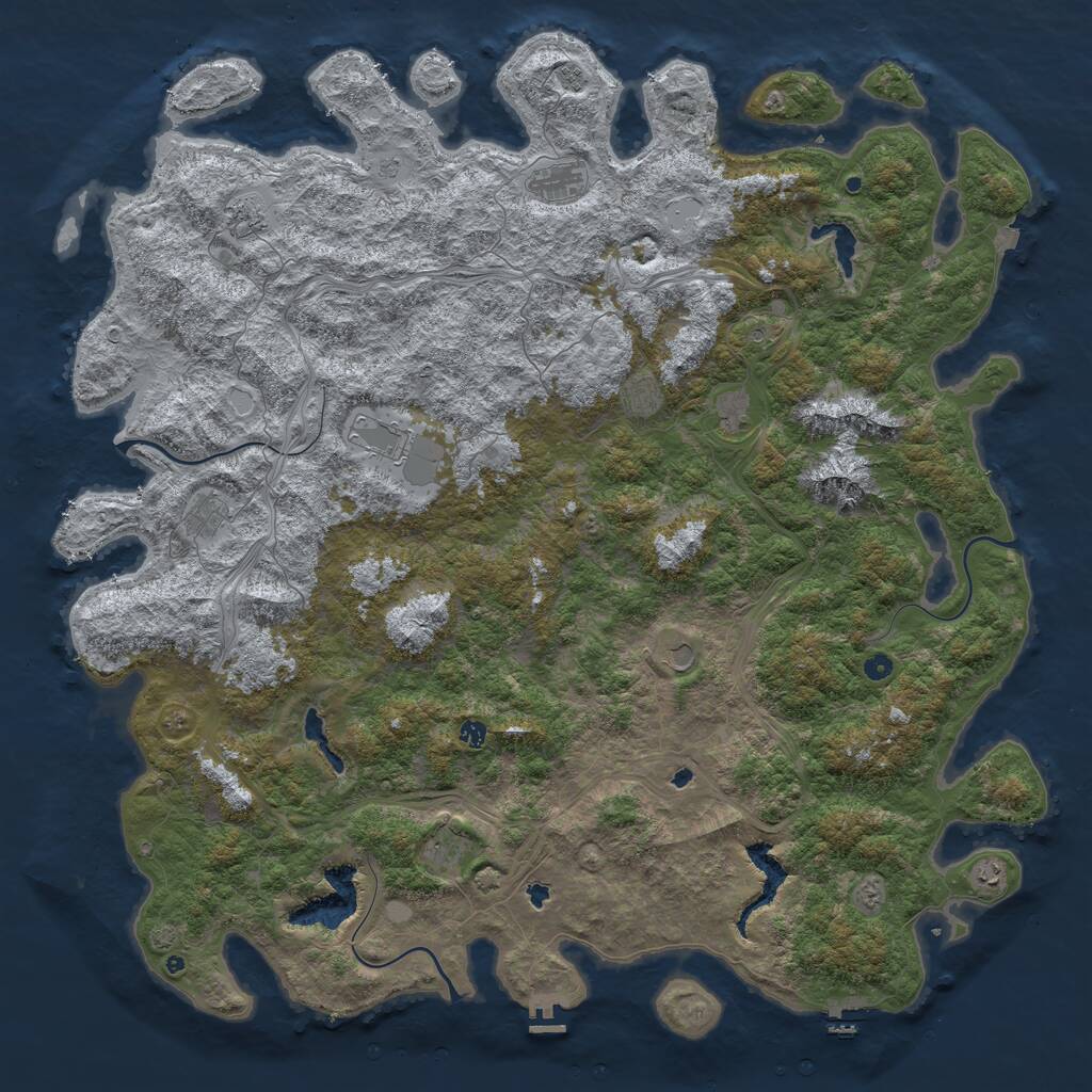Rust Map: Procedural Map, Size: 6000, Seed: 3435634, 17 Monuments