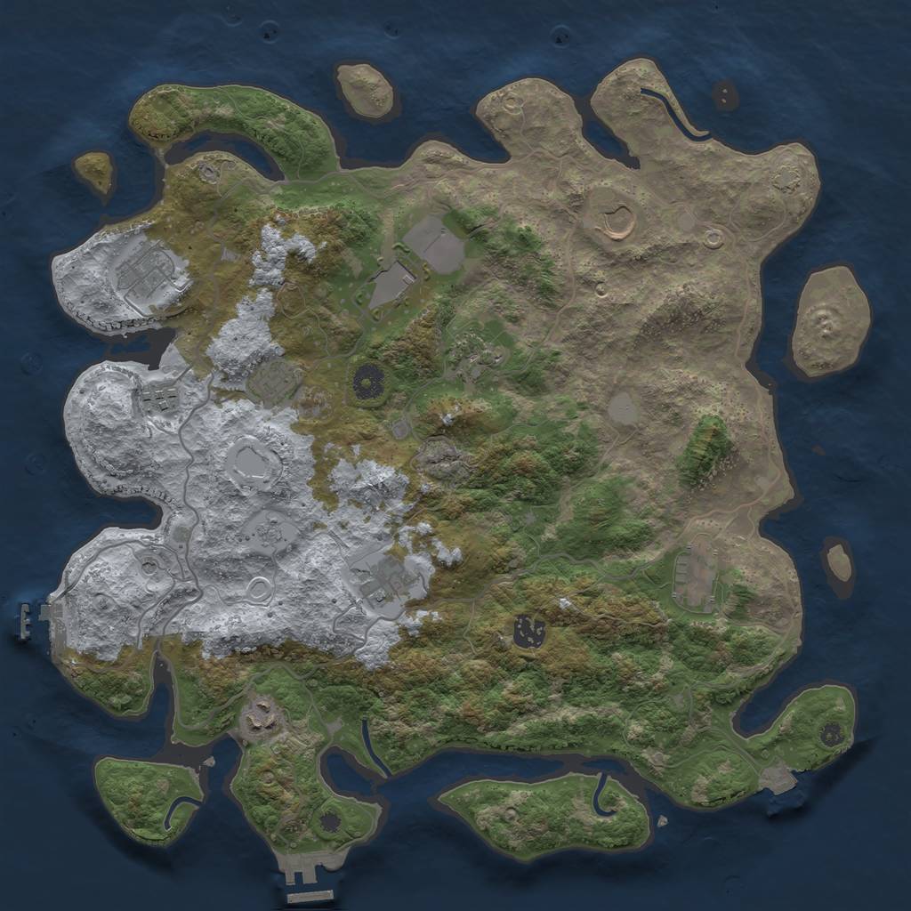 Rust Map: Procedural Map, Size: 4000, Seed: 551379650, 18 Monuments