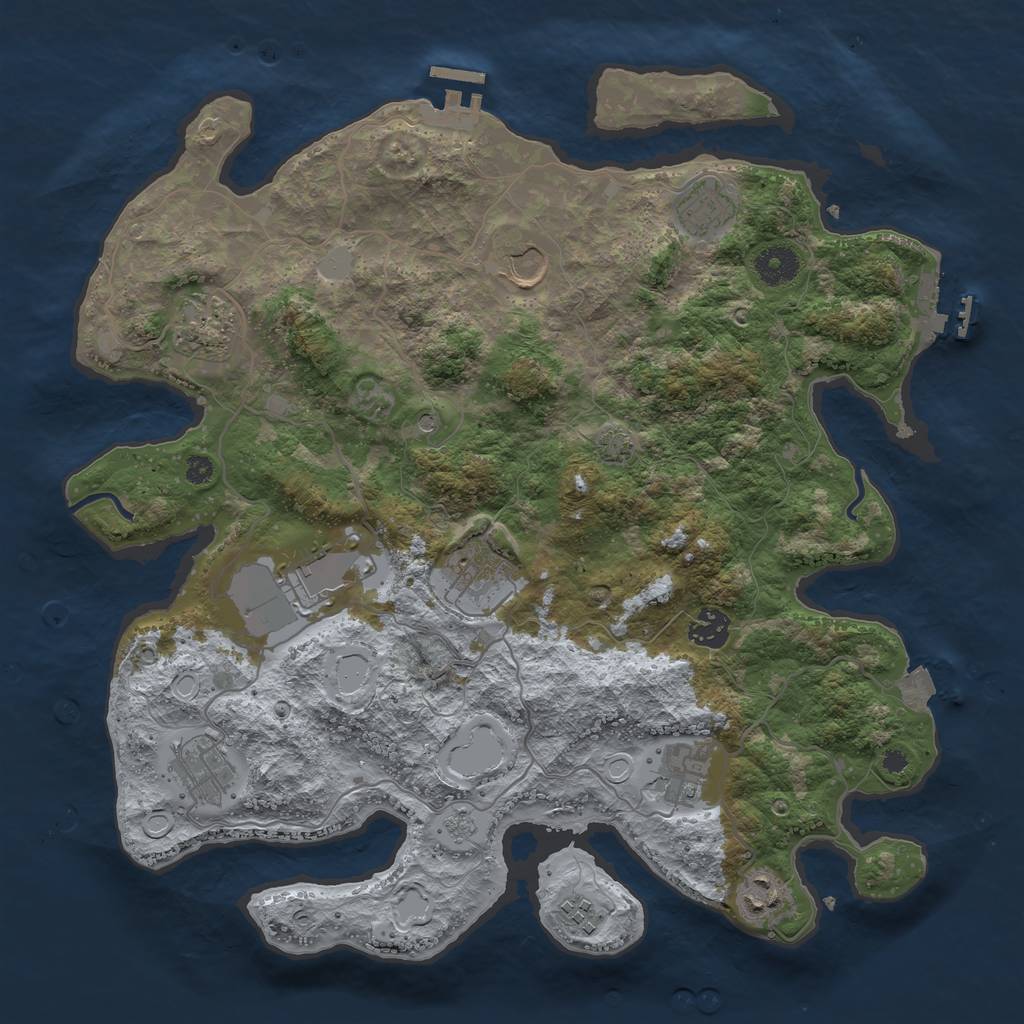 Rust Map: Procedural Map, Size: 3750, Seed: 68498132, 18 Monuments