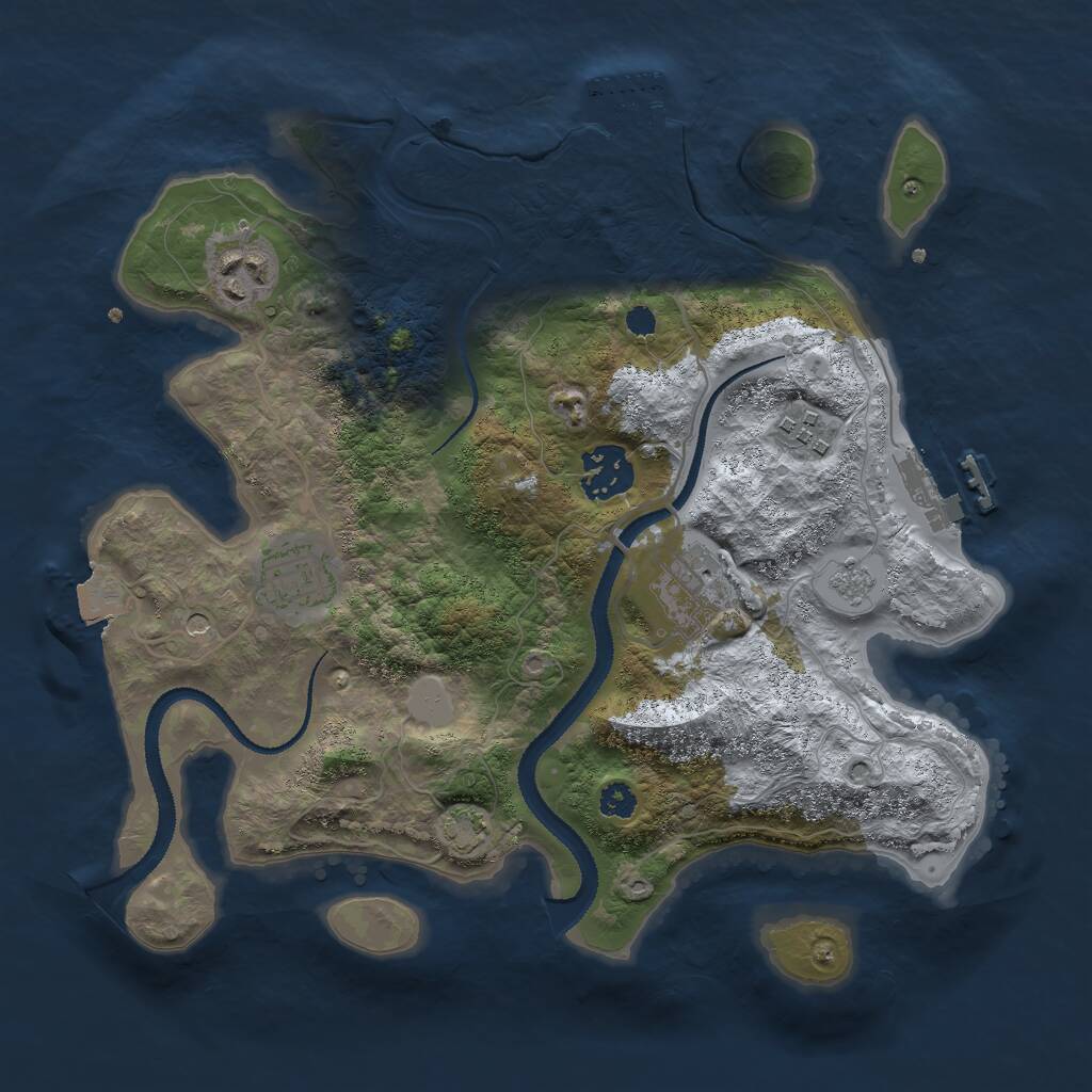 Rust Map: Procedural Map, Size: 3000, Seed: 4665583, 11 Monuments