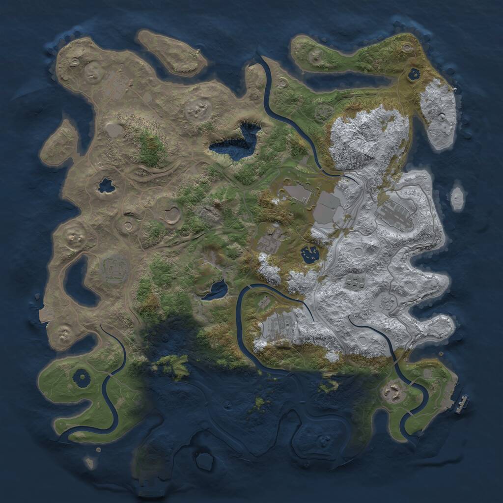 Rust Map: Procedural Map, Size: 4250, Seed: 351300953, 16 Monuments