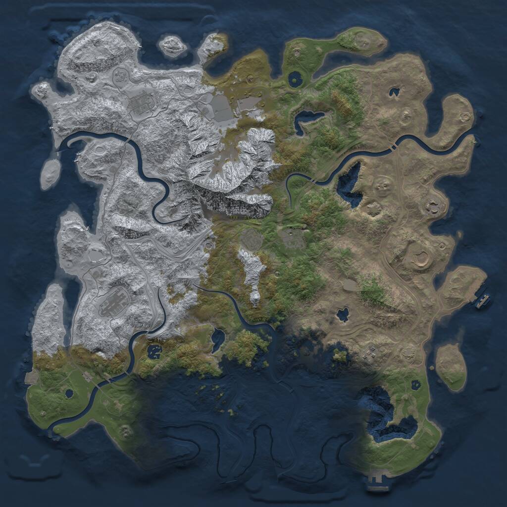 Rust Map: Procedural Map, Size: 5000, Seed: 2144646594, 16 Monuments