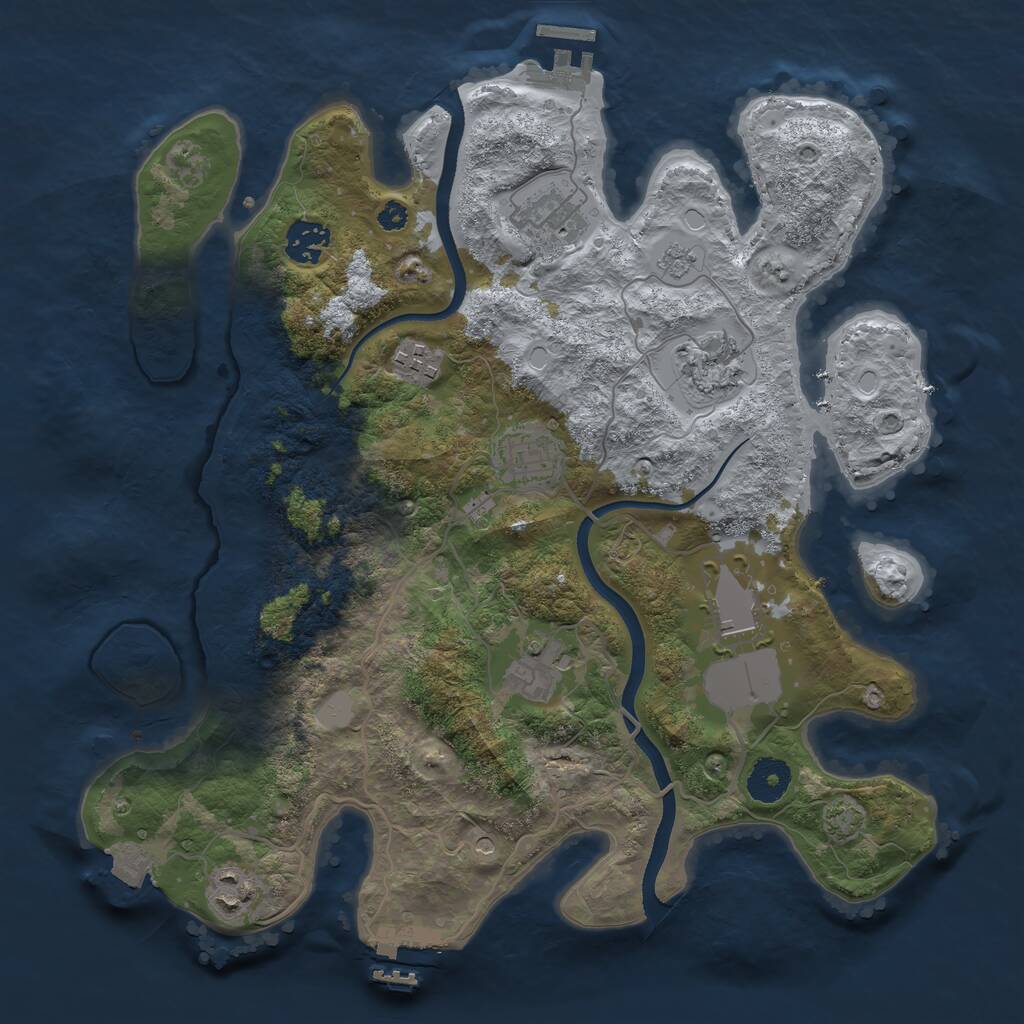 Rust Map: Procedural Map, Size: 3500, Seed: 2023933422, 14 Monuments