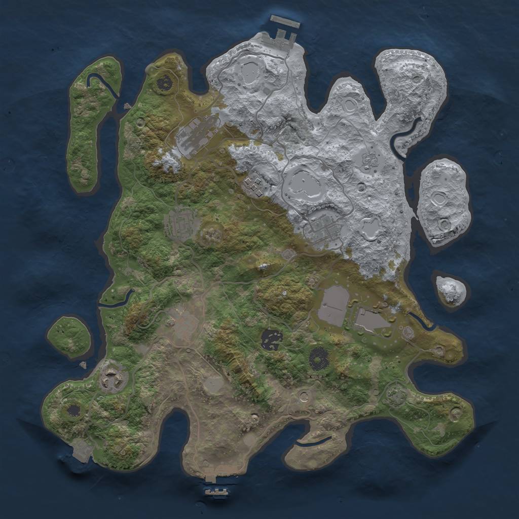 Rust Map: Procedural Map, Size: 3500, Seed: 2023933422, 16 Monuments