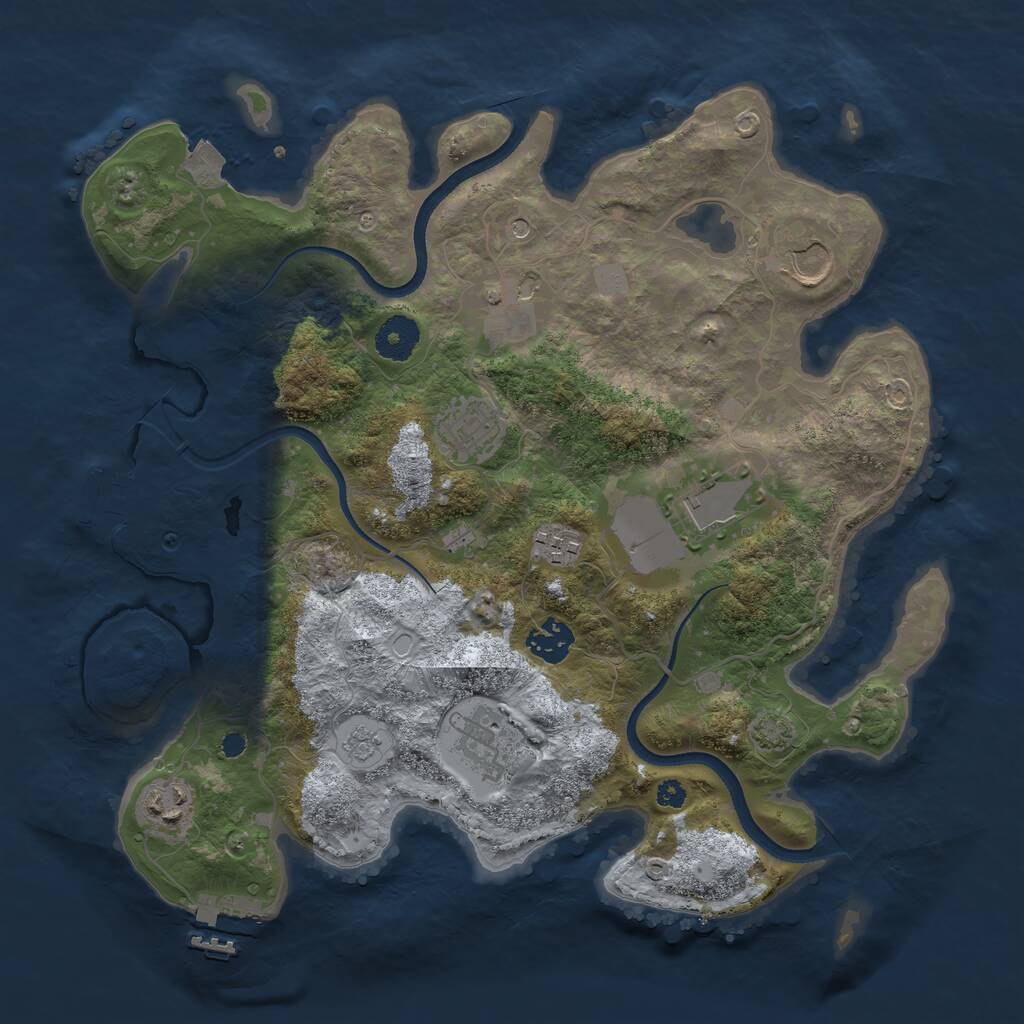 Rust Map: Procedural Map, Size: 3500, Seed: 62407734, 14 Monuments
