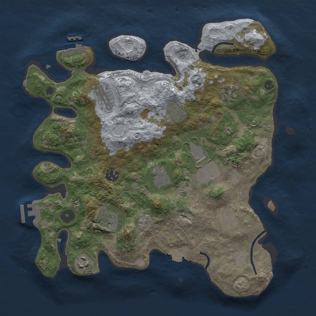 Rust Map: Procedural Map, Size: 3500, Seed: 1261138397, 17 Monuments