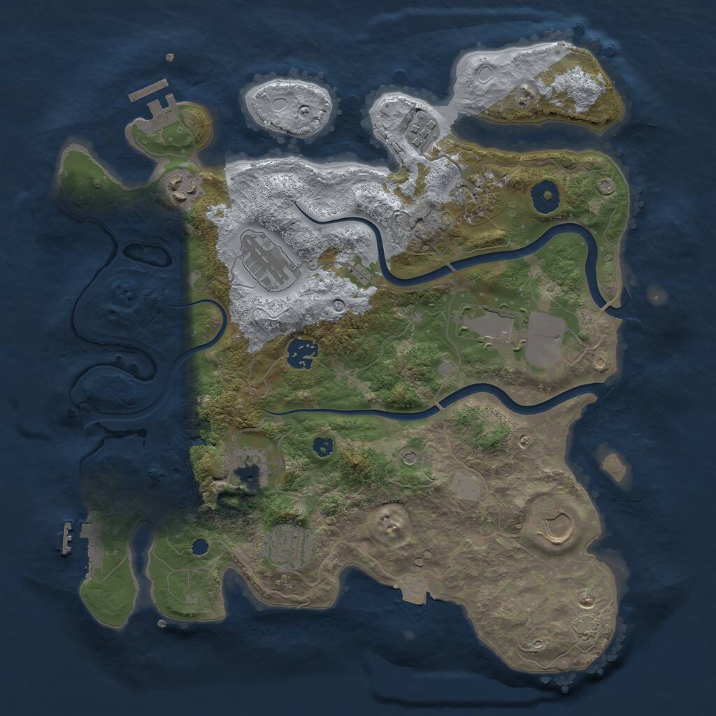 Rust Map: Procedural Map, Size: 3500, Seed: 1261138397, 14 Monuments