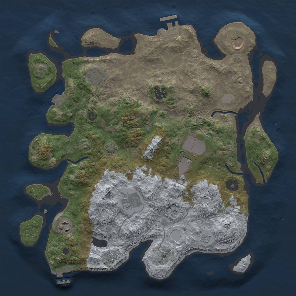 Rust Map: Procedural Map, Size: 3500, Seed: 1851141151, 15 Monuments