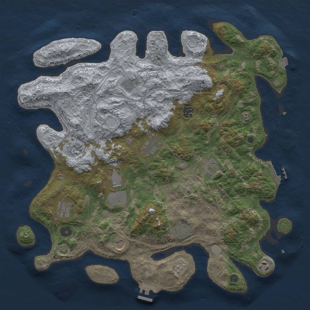 Rust Map: Procedural Map, Size: 4250, Seed: 745377786, 19 Monuments