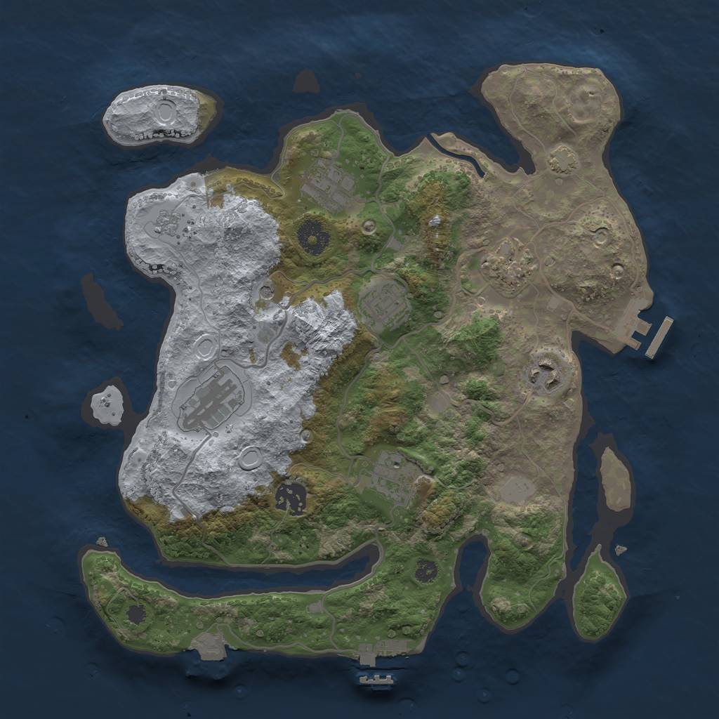 Rust Map: Procedural Map, Size: 3250, Seed: 1903255842, 15 Monuments