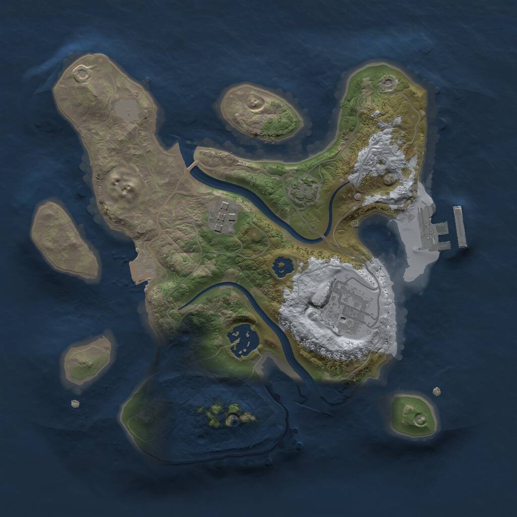 Rust Map: Procedural Map, Size: 2500, Seed: 648083409, 6 Monuments