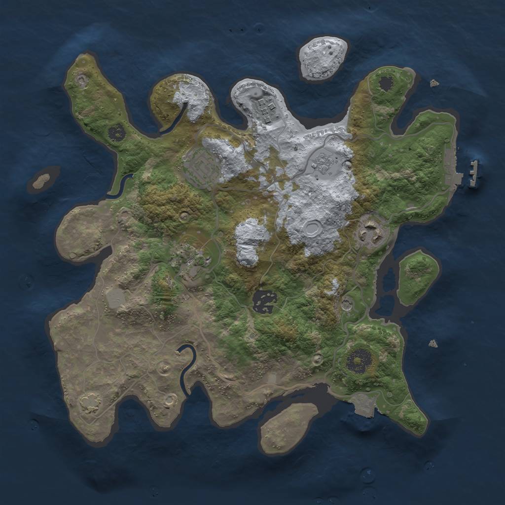 Rust Map: Procedural Map, Size: 3000, Seed: 265652666, 12 Monuments