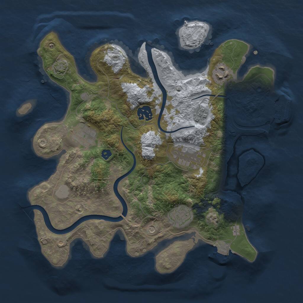 Rust Map: Procedural Map, Size: 3000, Seed: 265652666, 10 Monuments