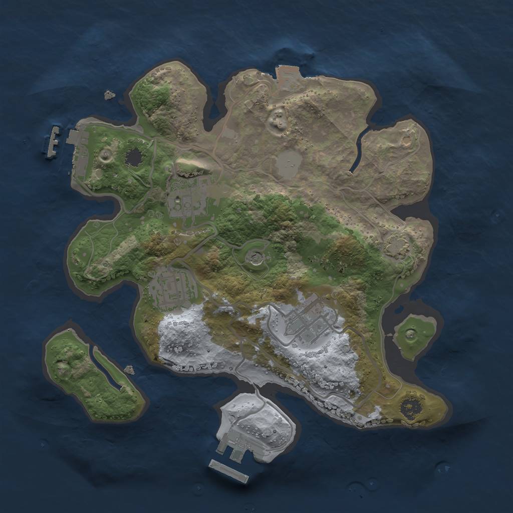 Rust Map: Procedural Map, Size: 2500, Seed: 327847897, 10 Monuments