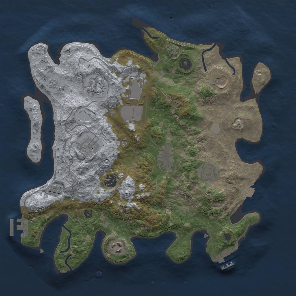 Rust Map: Procedural Map, Size: 3500, Seed: 956619782, 17 Monuments